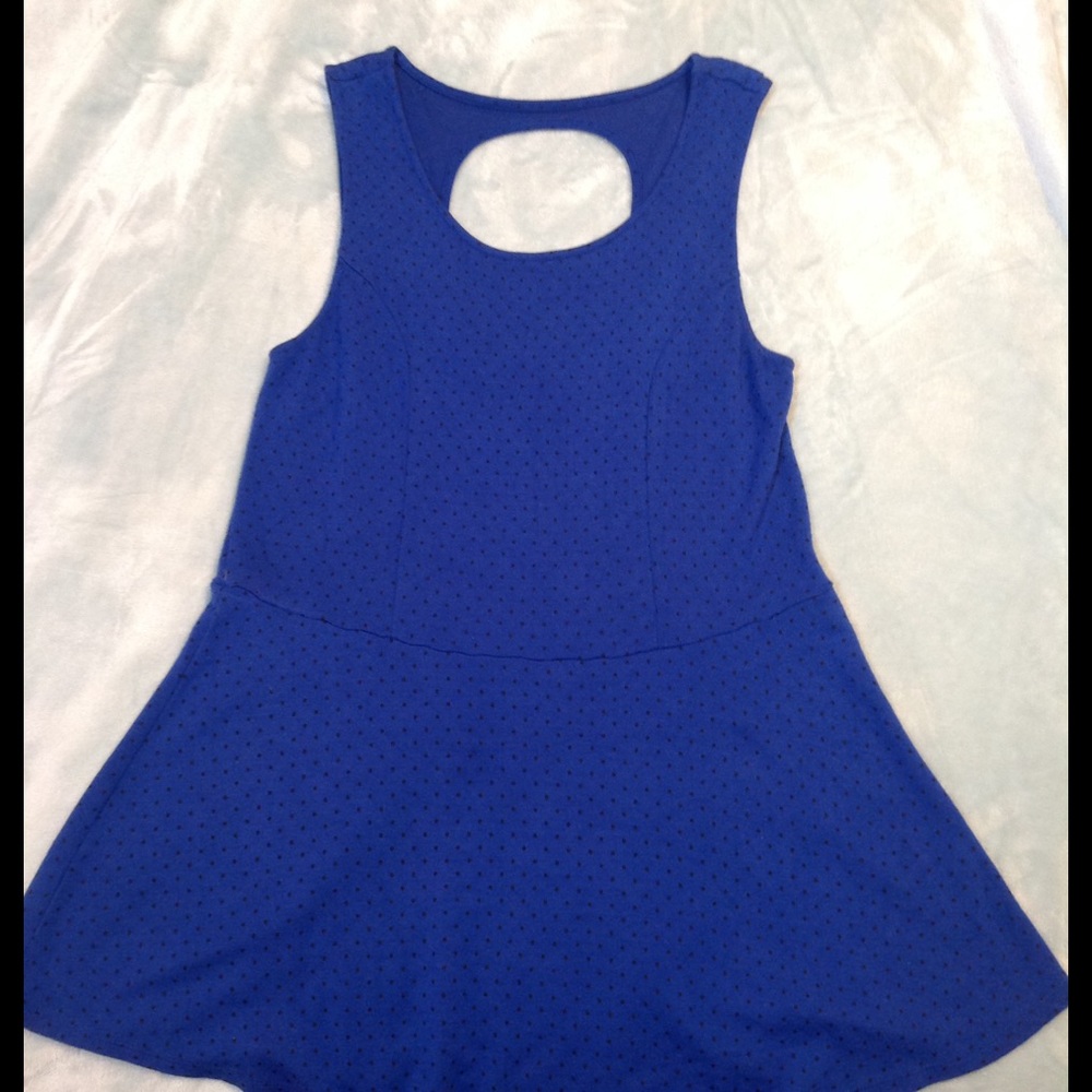 Cobalt Polka-Dot Peplum Top